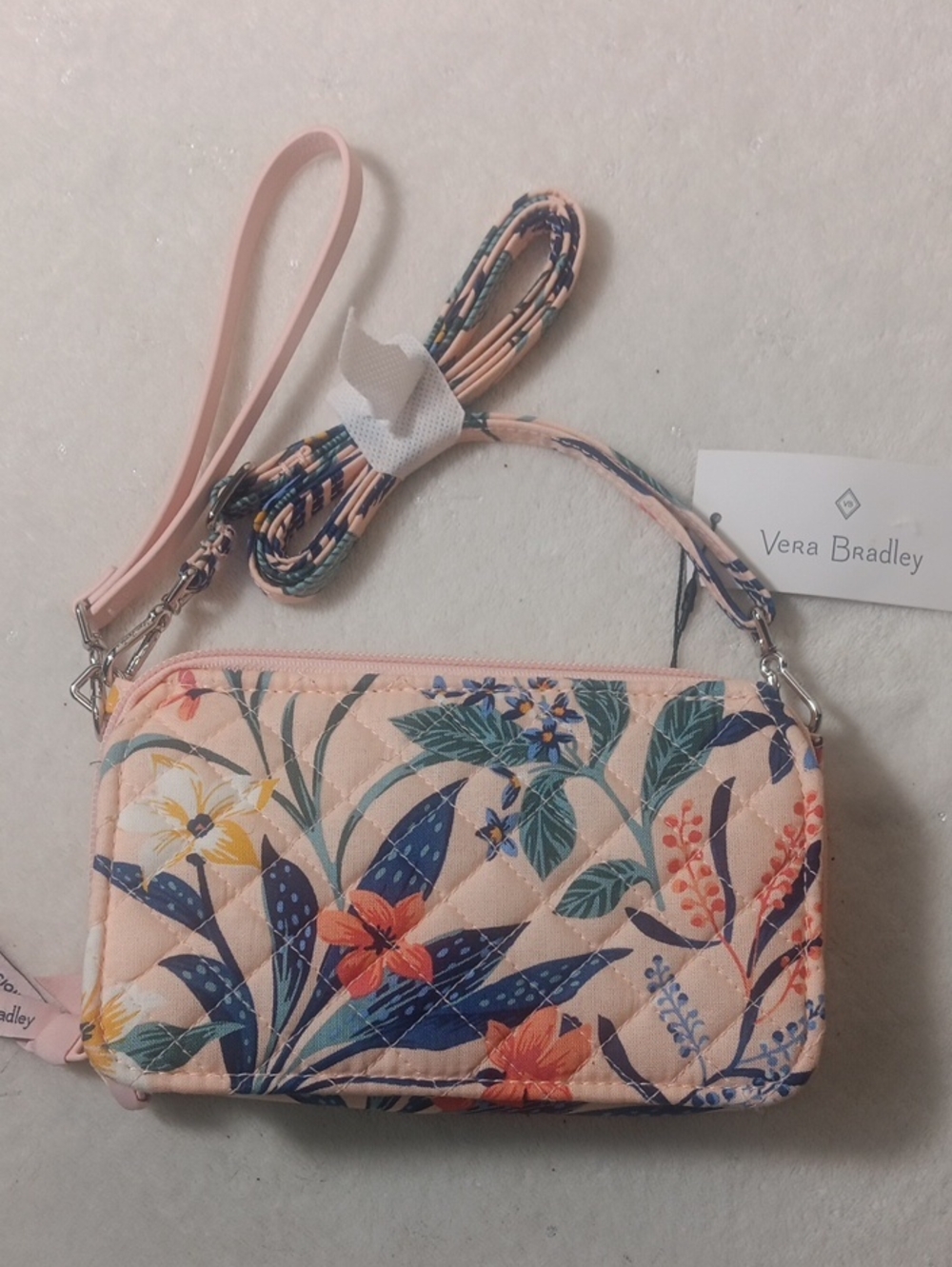 NWT! Vera Bradley RFID All In One Crossbody Paradise Coral Wallet Wristlet
